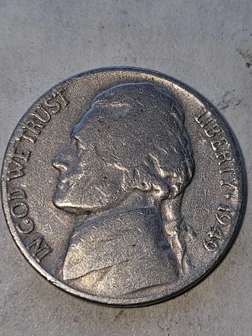 1949 5C Jefferson Nickel No Mint Mark Cover