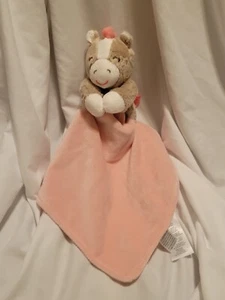 Carters Pink Horse Pony Plush Holding Baby Blanket Rattle Tan Security Lovey - Picture 1 of 2