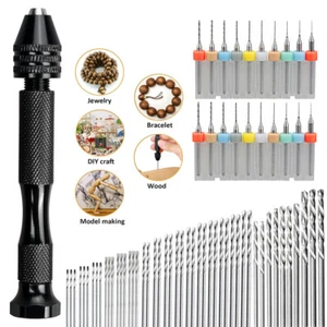 69Pcs Precision Pin Vise Mini Micro Hand Twist Drill Bits Set Rotary Tools Kits - Picture 1 of 11