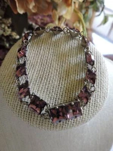 Impresionante Pulsera de Piedra de Cristal Púrpura Art Deco de Colección de Plata Esterlina - Imagen 1 de 6
