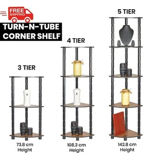 Tool less Corner Shelf 3/4/5 Tier Shelving Rack Grey Display Stand Home Storage - Picture 1 of 10