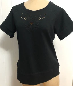 Converse One Star Womens Top Shirt Black Geometric Cut-Out Design M Boho - Picture 1 of 8