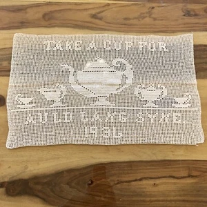 Handmade 1936 Fillet Crochet Table Topper Doily- Antique “Auld Lang Syne” - Picture 1 of 6