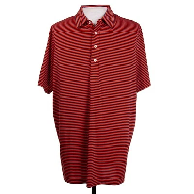 Ralph Lauren RLX Mens L Orange Blue Stripe Golf Polo Polyester Shirt - Image 1 of 4