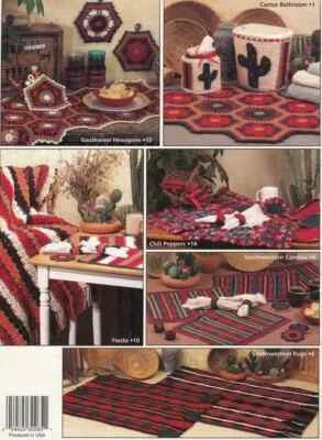 Southwest Home Crochet Afghan Cactus Rug Placemat Napkin Holder Potholder Book - Image 1 of 2