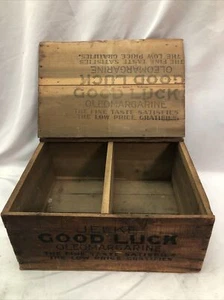 Vintage Early Wooden Crate Advertising Jelke Good Luck Oleomargarine - Picture 1 of 7