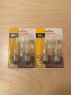 4 NEW SYLVANIA 40W 120V Medium E26 Base Dimmable Clear B10 Light Bulbs   - Image 1 of 3