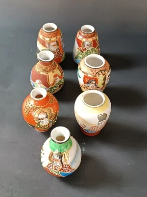 **VASES MINIATURES EN PORCELAINE DE SATSUMA JAPON 1900 - Photo 1/4
