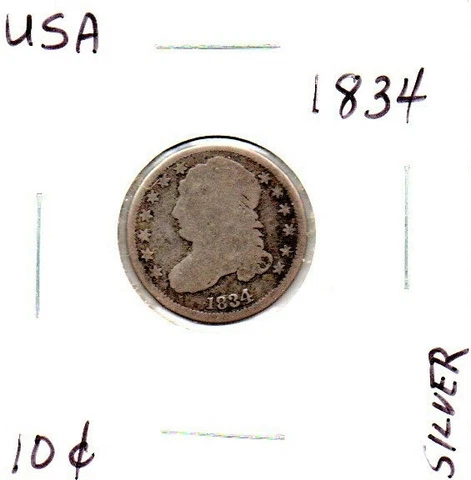 1834 Capped Bust Dime as pictured Cover