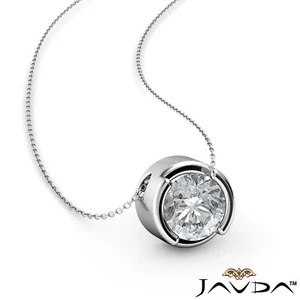 Round Cut Diamond Solitaire Bezel Set Women's Pendant 18 Inch Chain 0.27 Ctw. - Picture 1 of 8