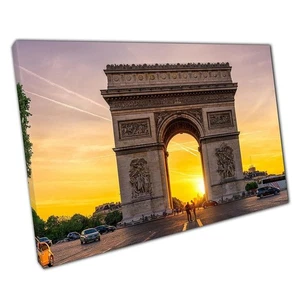 Paris Arc De Triomphe Sunset Canvas Wall Art Print for Home Office Decor - Picture 1 of 9