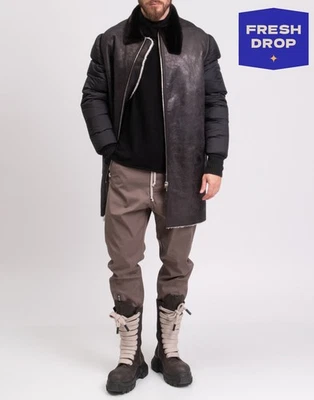 RRP€3700 RICK OWENS GLITTER Shearling Oversized Coat IT50 US40 M Down Sleeve - image 1 of 4