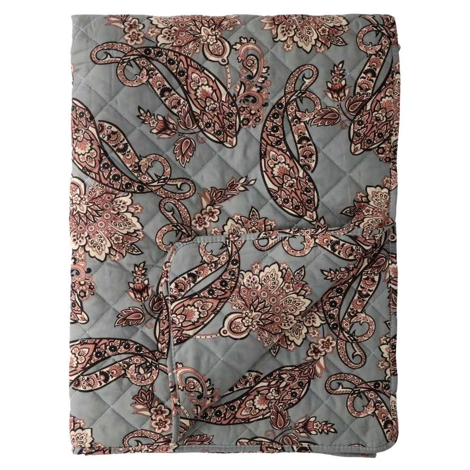 Chic Antique Quilt Aix Ópalo Gris Topo Con Paisley Patrón 180x130 CM Colcha - Imagen 1 de 3