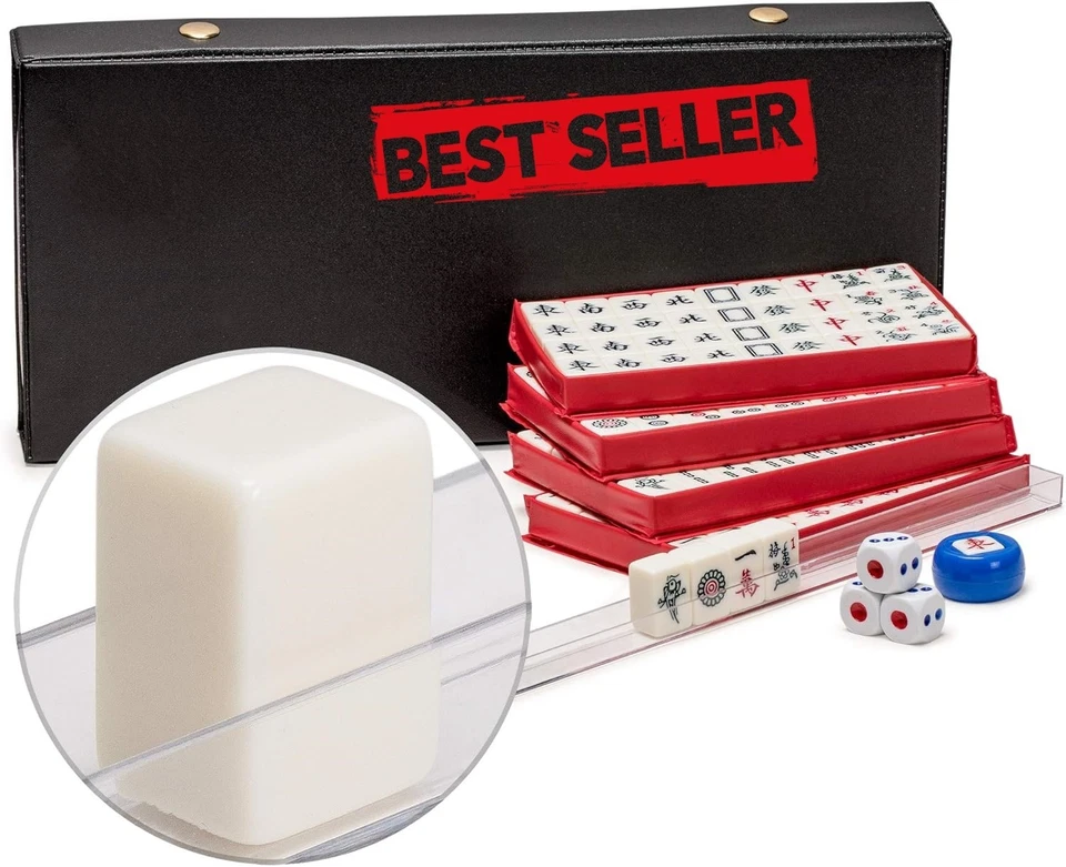 Juego de viaje tradicional chino Mahjong con fichas blancas extra pequeñas NUEVO. Foto 1 de 4