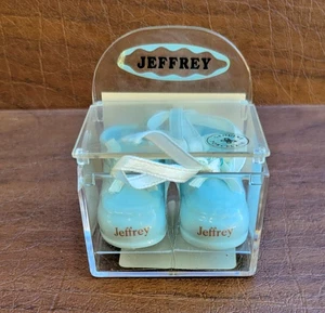 Collectible New Russ Berrie Porcelain Blue Baby Shoes Jeffrey - Picture 1 of 8