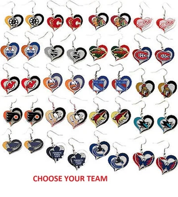 Pendientes de corazón de remolino de fútbol americano de la NHL elige tu equipo Foto 1 de 2