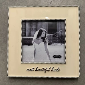 Mudpie “The most beautiful bride” Metal & Enamel Picture Frame - Picture 1 of 7