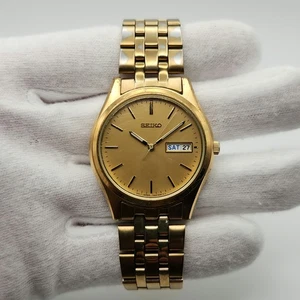 Seiko Men's Vintage Day/Date Gold Tone Quartz Watch 7N43-9048 - Picture 1 of 18