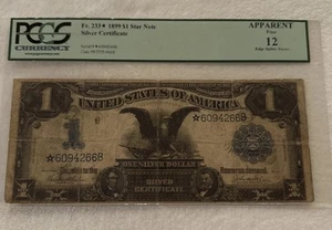 1899 One Dollar $1 US Black Eagle Silver Certificate Large Star Note PCGS 12 - Picture 1 of 8