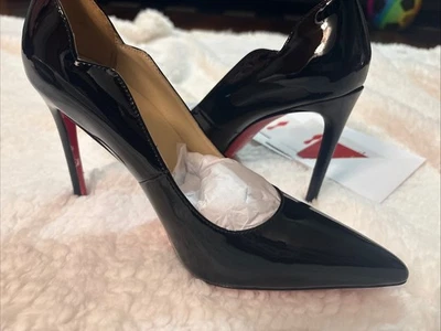 Zapatos de tacón alto de charol negro para mujer - estilo suela roja - talla 38 / EE. UU. 7,5 Foto 1 de 4