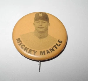 1950's Baseball Mickey Mantle New York Yankees RARE "Closed Eyes Variation" Pin - Picture 1 of 2