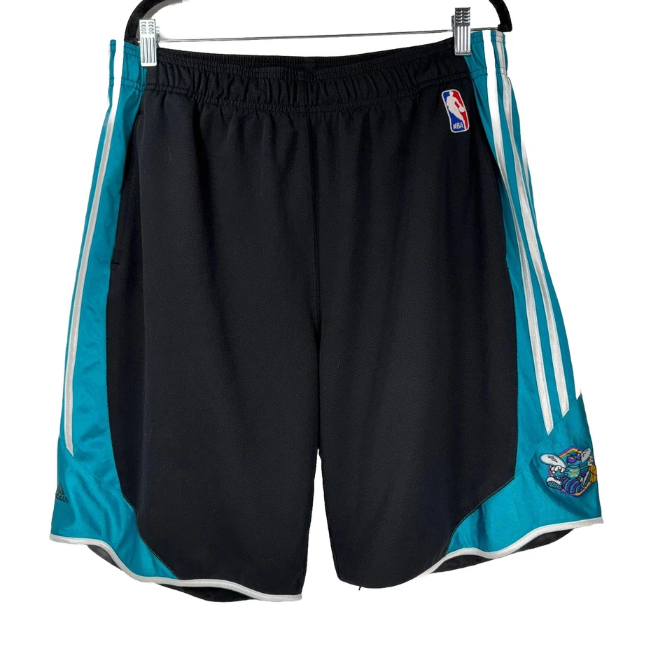 New Orleans Hornets Adidas Basketball Game Shorts Black Lines Men’s Size L - Image 1 of 4