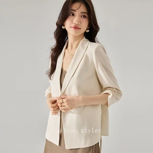 Nuevo Mujeres Un Botón Calce Ajustado Ligero Protector Solar Chaqueta Informal Traje Corto Top - Imagen 1 de 28