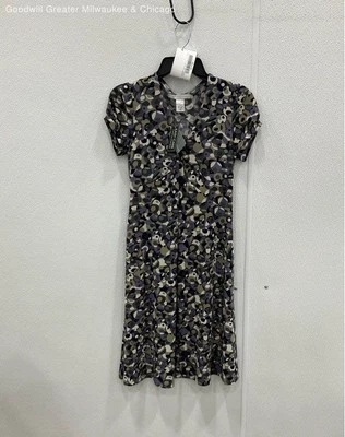 Vestido para mujer Geoffrey Beene multicolor gris estampado línea A XS manga corta Foto 1 de 4