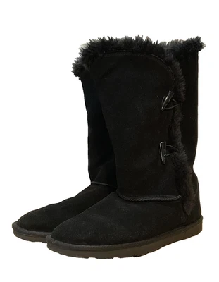 Sonoma черная замша стриженный мех с подкладкой зимние ботинки женщин 9 средний - Изображение 1 из 4