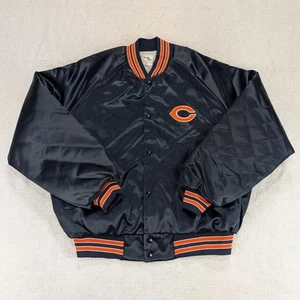 Vtg 80s Chicago Bears Chalk Line Satin Bomber Jacket DEADSTOCK Mens XL Blue Logo - Picture 1 of 12