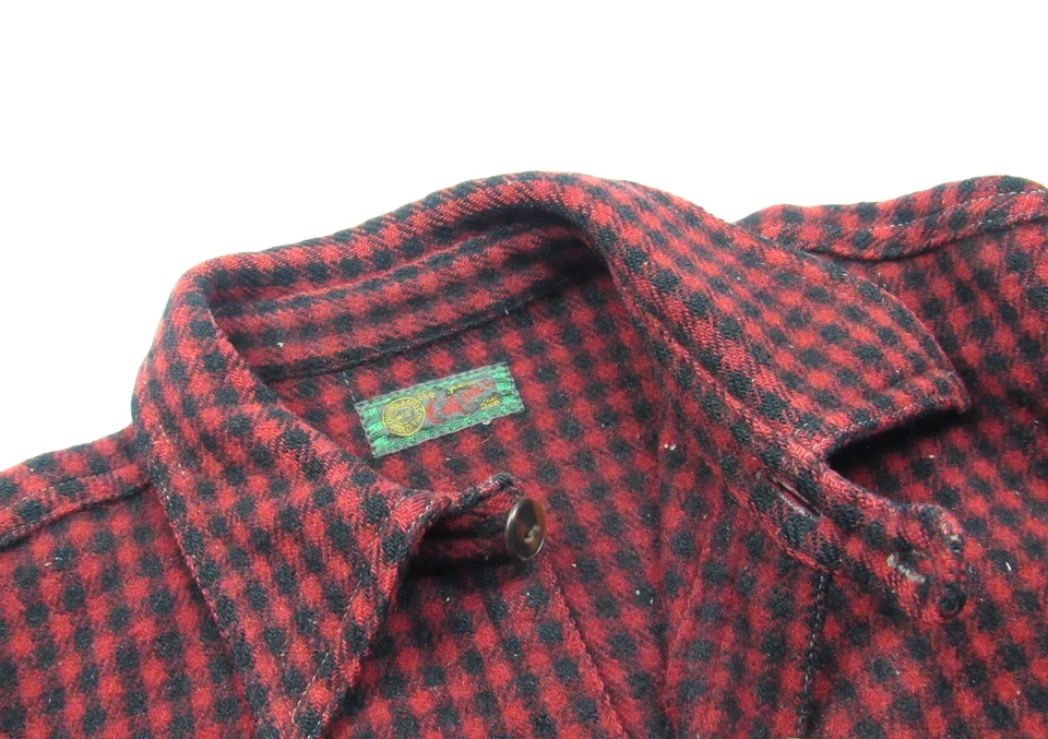 Vtg 1930s Chippewa Wool Shirt Chinstrap Work Wear Houndstooth Red Black 20s 30s - Image 1 of 4