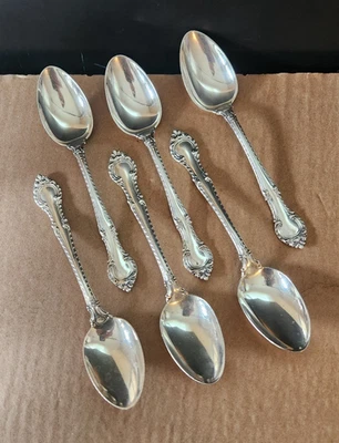 6 cucharas GORHAM 925 de plata esterlina inglesas Gadroon 6,6 OZ no chatarra sin mono Foto 1 de 4