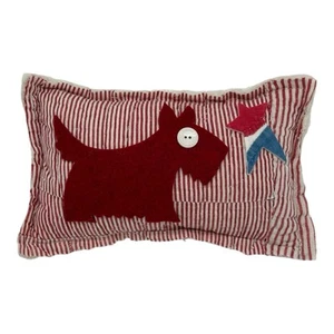 NEW Handmade Patriotic Scottie Dog Pillow  Vintage Quilt  Vintage Chenille - Picture 1 of 7