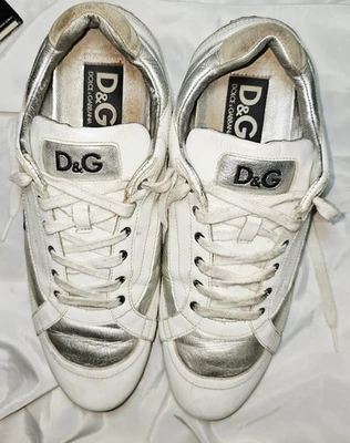 Tênis Dolce & Gabbana Masculino Branco e Prata Tamanho EUA 10.5 Reino Unido 9.5 UE 44 - Imagem 1 de 4