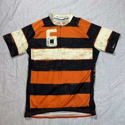 TWIN SIX  Jersey Mens Sz  Large Striped Masher 3/4 Zip Cycling Pockets Biking - Image 1 of 4