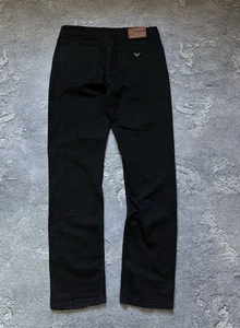 Armani Jeans Metal Logo Black Regular Fit Mens Denim Pants Size 34 - Picture 1 of 10