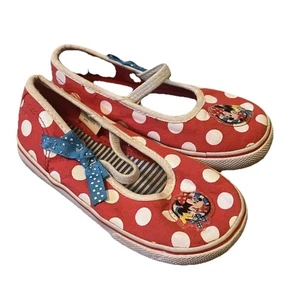 Disney Minnie Mouse Slip On Sneaker Shoes Red And White  Polka Dot Sz 9 Girls - Picture 1 of 6