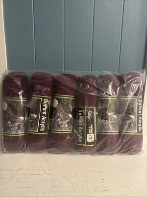Vtg Prestige DuPont Burgandy 5530 Yarn 85g 3oz Skeins 6 Pack Bundle - Image 1 of 4