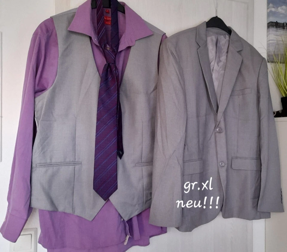 Herren Anzug Gr.XL Grau/Silber 5 Teilig Neu - Bild 1 von 2