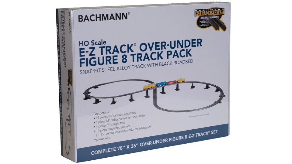 Bachmann HO Steel Alloy on Black Roadbed Over-under Figure 8 E-z Track Bac44475