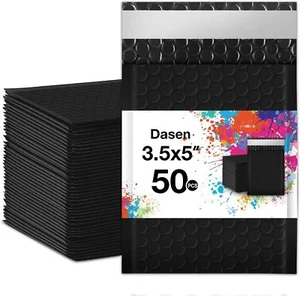 Bubble Mailers 3.5X5 Inch 50 Pcs,Small Self-Sealing Mail Shipping Bags,Black Pad - Picture 1 of 3