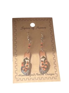 Spirit of Nature Earrings flip flops SEAHORSE- orange black -beads-french wire - Picture 1 of 1