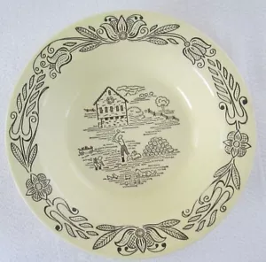 Vintage Royal China Bucks County Yellow Farm Scene 9" Vegetable Serving Bowl - Picture 1 of 3