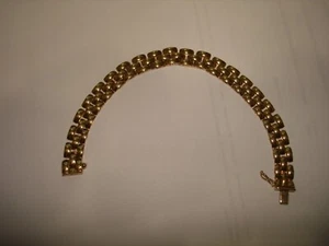 Vintage Beautiful 14k Yellow Gold Panther Link Italy 8.41mm W Bracelet 7.250" L - Picture 1 of 10