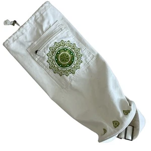 Gaiam Light Green white Canvas Cargo Zip Pocket Yoga Mat Bag - Picture 1 of 7