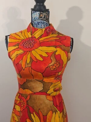 Maxi Vestido Largo Vintage Hilo Hattie Fashions Hawaii Empire Cintura Foto 1 de 4