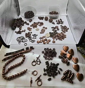Lote de cuentas en tono cobre tamaños y formas surtidos para hacer joyas 16 oz - Imagen 1 de 15