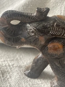 Tiger Eye Elephant Gemstone Figurines Hand Carved Statue Healing Cryst... - Picture 1 of 16