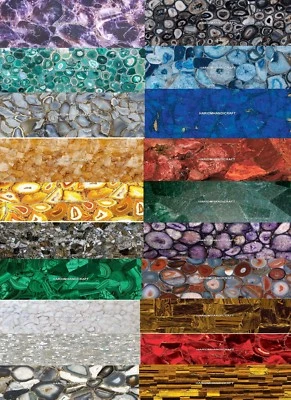 Black Agate Stone Dining Top Table Handmade Gemstone Countertop Home Decors - Image 1 of 2