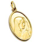 Solid 18K Yellow Gold Our Lady Of Sorrows, 24 Mm Oval Medal, Mater Dolorosa